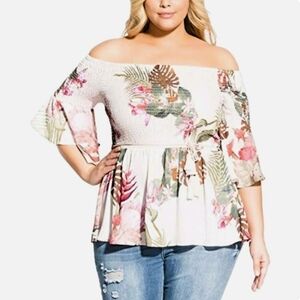 City Chic Floral Off Shoulder Top